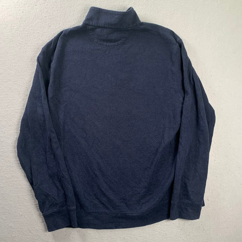 Polo Ralph Lauren Quarter Zip Mens Large Herringbone Navy Blue Pullover Sweater - Picture 3 of 11